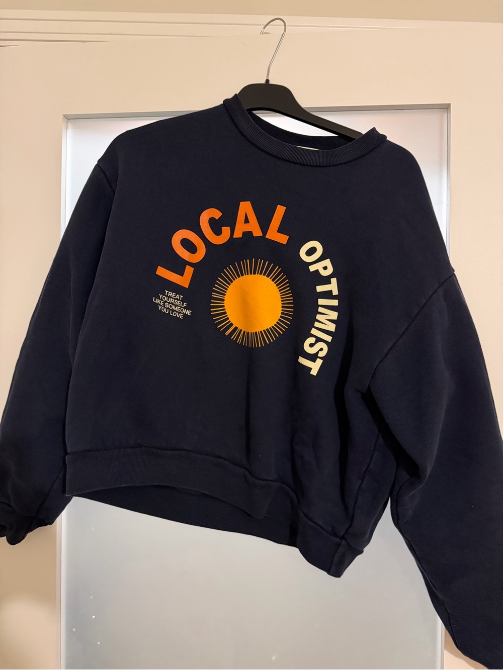 Madhappy Local Optimist Navy Graphic Sweatshirt - Women's Cozy Pullover
